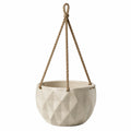 Hängeblumentopf 20 cm Keramik Beige mit Kordel geometrisch