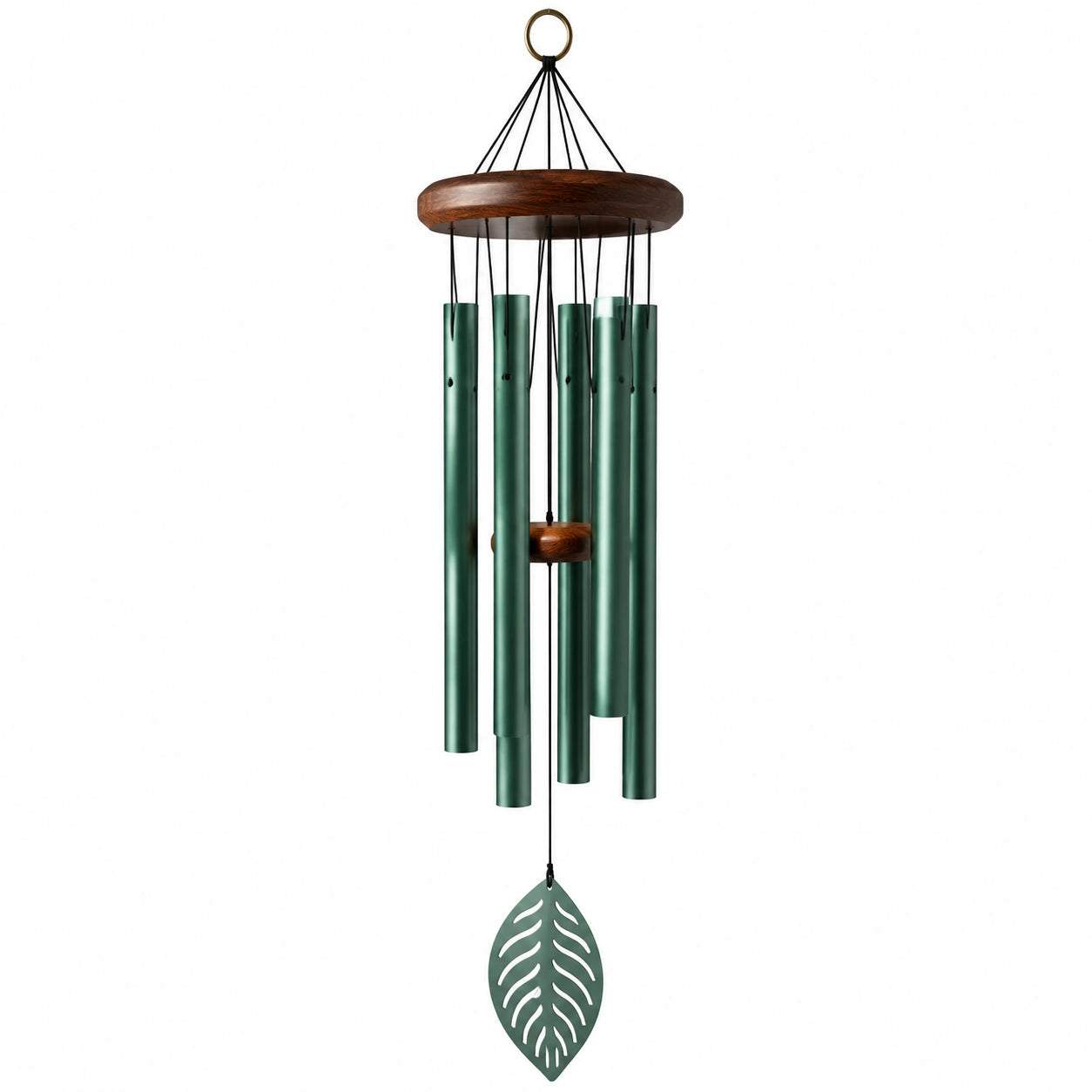 Windspiel 85 cm aus Aluminium und Holz in Grün für Innen und Außen