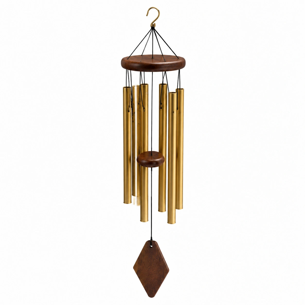 Windspiel 85 cm aus Metall und Holz in Gold Braun für Innen und Außen