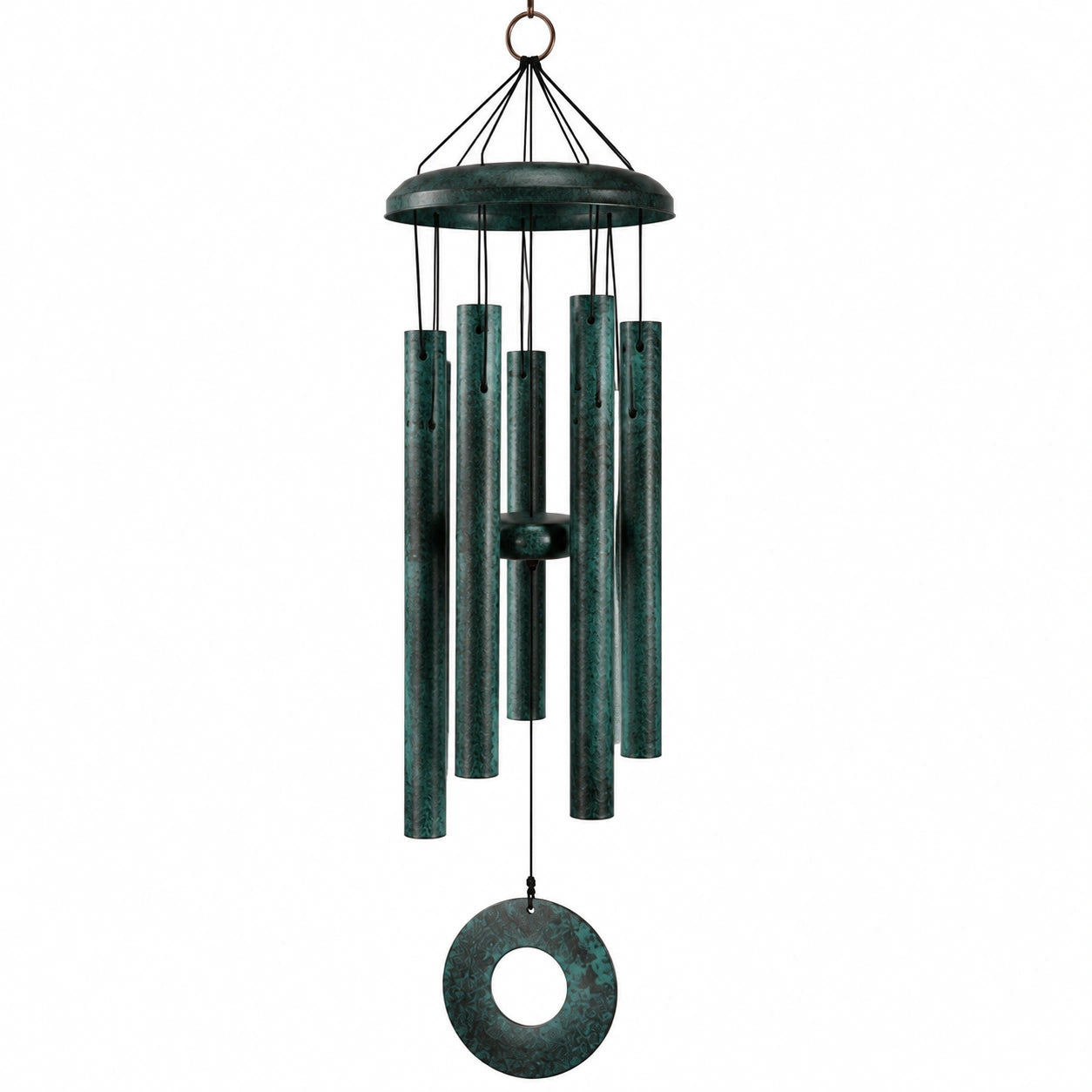 Metall Windspiel 90 cm Grün für Garten und Balkon mit Röhrenklang