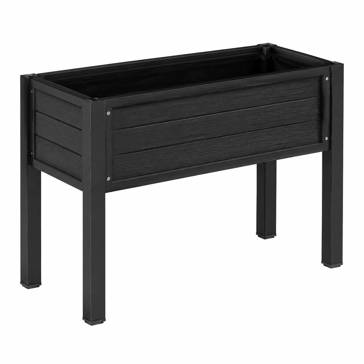 Hochbeet 120 x 60 x 80 cm aus WPC und Metall in Schwarz für Garten und Terrasse