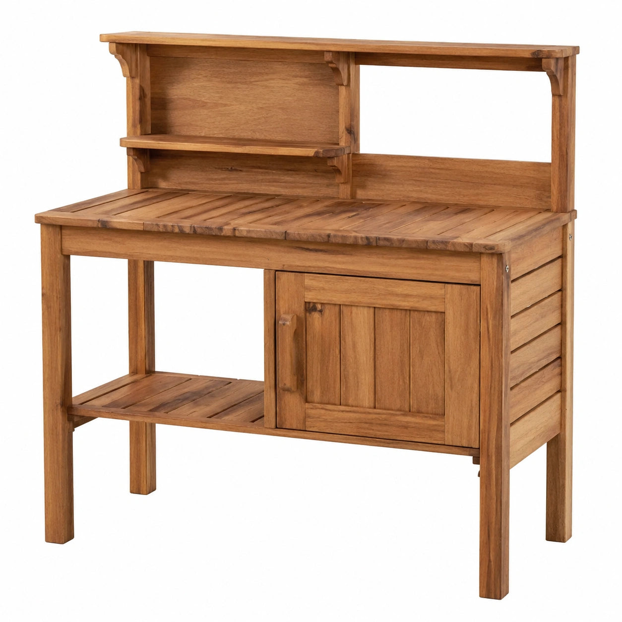 Gartenarbeitstisch 110 x 50 x 160 cm Holz Braun mit Ablagen und Schrank