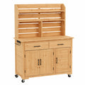 Gartenarbeitstisch 115 x 50 x 170 cm aus Holz Natur mit Stauraum und Rollen