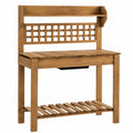 Gartenarbeitstisch 80 x 45 x 160 cm Holz Braun mit Ablagen