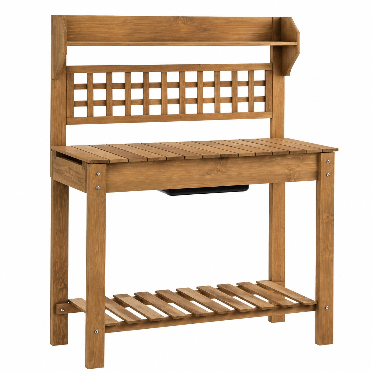 Gartenarbeitstisch 80 x 45 x 160 cm Holz Braun mit Ablagen